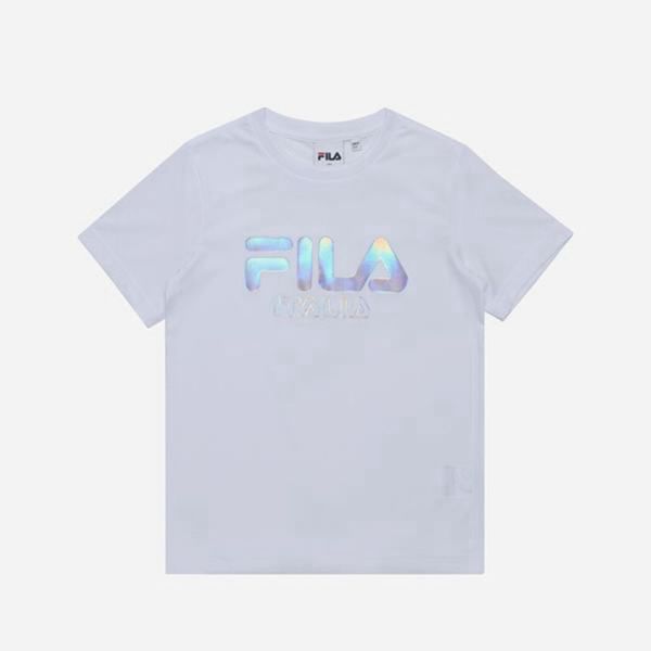 Fila Prism Logo S/S Girl's T-Shirts - White,NZ 518-49851